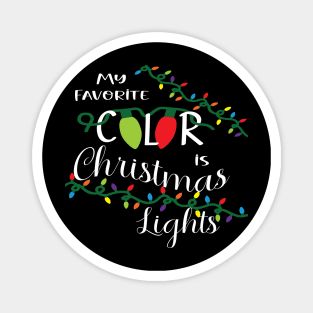 Favorite Color is Christmas Lights (White Text) Magnet